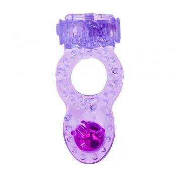 Modelo de anel peniano transparente lilás com texturas